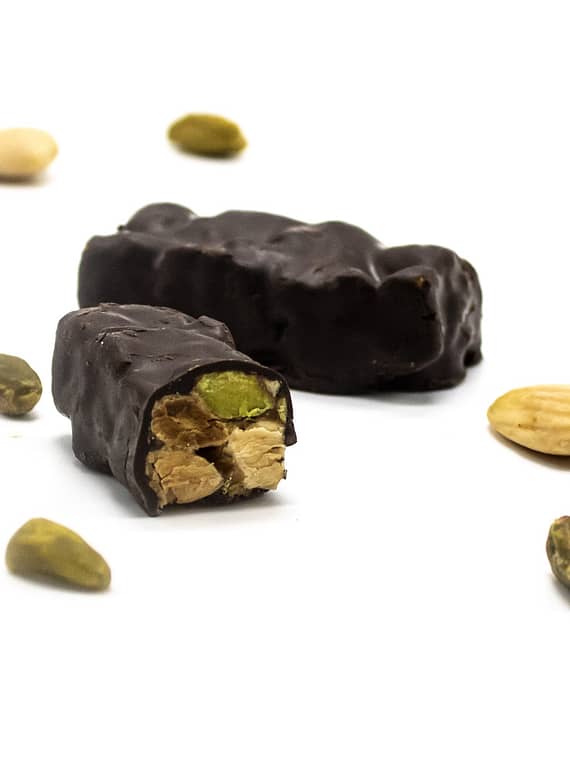 Torrone di Pistacchio e Mandorle Ricoperto di Cioccolato